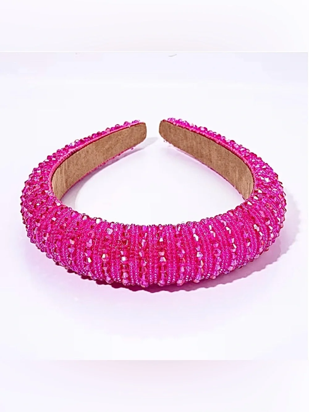 NVENF Hot Pink Headband Crystal Rhinestone Padded Headbands for Women